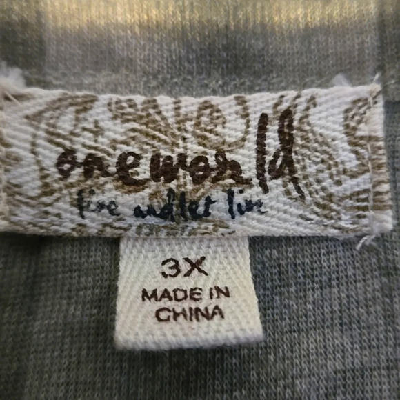 One World Abstract Design Grey & White Long Sleeve Top size 3X - Picture 7 of 14